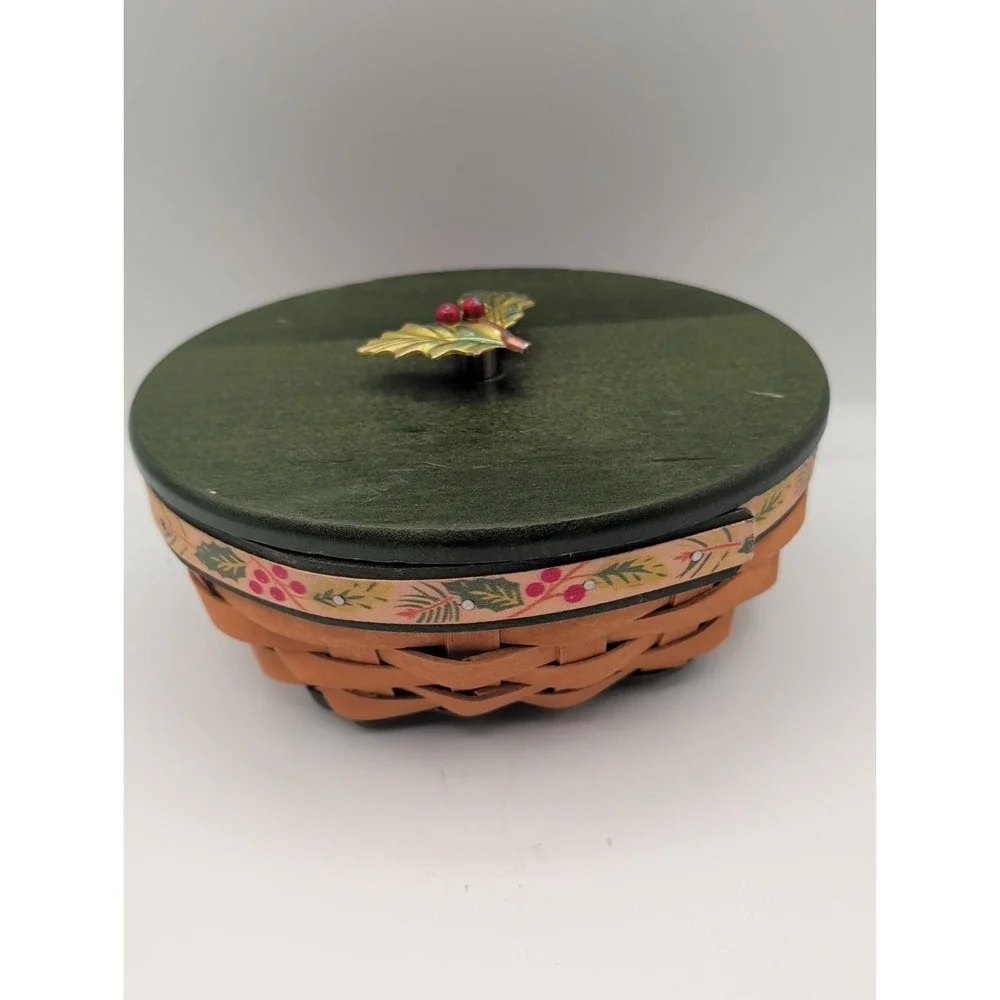 Longaberger 2011 Tree Trimming Little Holly Berry Basket Set Lid Protector & Tag